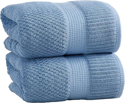 2 Pack Oversized Bath Towels 100% Cotton | Blue Towels | Oeko‑TEX Standard 100 | Soft & Absorbent, Quick‑Dry | Trinity Collection - Blue Shadow