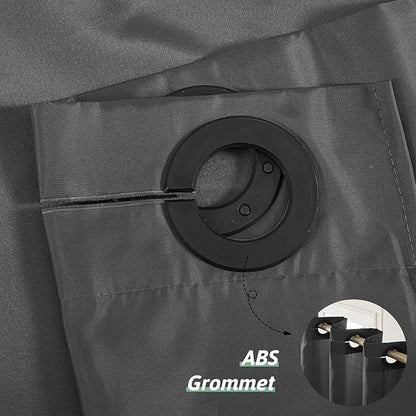 Furlinic Extra Wide No Hook Shower Curtain,96 Inch Width Dark Grey Fabric Shower Curtains with 12 Plastic Built-in Hooks,Waterproof & Machine Washable Hotel Style for Bathroom,96x72 Inch
