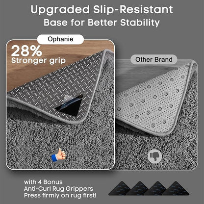 Ophanie Small Rug Upgrade Non Slip Throw Bedside Area Rugs, Fluffy Soft Grey Mini Bedroom Carpet, Affordable Door Entryway Indoor Inside Front Entrance Dog 2x3 Mat, Home Decor Aesthetic, Nursery