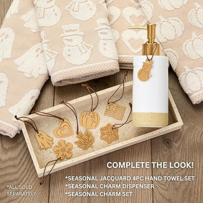 SKL Home Seasonal Charm Set, 4pcs - Snowman/Ghost/Heart/Pumpkin, Warm Gold