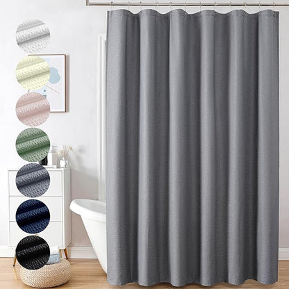 OVZME Berry Grey Extra Long Shower Curtain 72 x 84 Inch, 3D Embossed Textured Fabric Shower Curtain for Bathroom, Hotel Spa Bathroom Curtains, Water Repellent Machine Washable