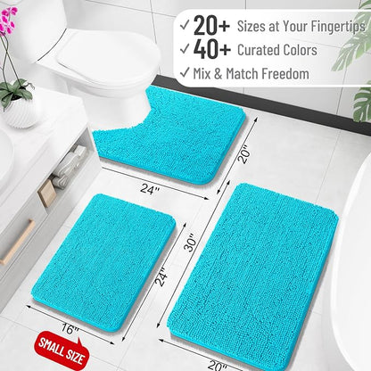 OLANLY Large Bathroom Rugs 47x32, Extra Soft Absorbent Chenille Bath Rugs | Aqua Sky, Quick-Drying Rubber Backing, Machine Washable Bath Mat for Bathroom Floor, Tub and Shower, Home Decor Accessories