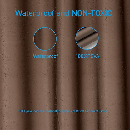 EHZNZIE Shower Curtain Liner Light Weight PEVA, Shower Liner 72x72 Inches, Waterproof, No Chemical Smell with 12 Rust Proof Metal Grommets for Bathroom Shower Curtain, Brown