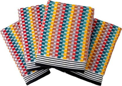 SKL Home Mid-Century Bath Towel Set-4pc, Premium 100% Cotton, Multi | 2 Bath towels, 2 hand towels. Spa-level quality. Soft & absorbent, textured jacquard. 450 GSM weight