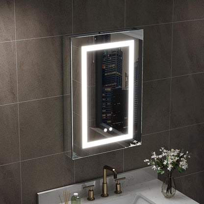 WELLFOR 20 x 30-in LED Medicine Cabinet, Surface or Recessed Mounted, Single Right Opening Doors, Anti-Fog, Mirror with Outlets & USB Ports