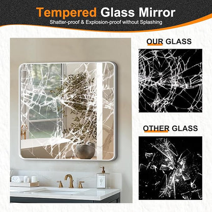 Bathroom Vanity Mirror, Silver Framed Mirror for Over Sink, 30x30 | HD glass, distortion-free for makeup and grooming, Sturdy frame, all mounting hardware, hangs horizontal or vertical
