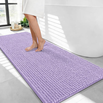 OLANLY Thick Chenille Bathroom Runner Rugs Mats 44x24, Lavender | Soft Absorbent Bath Rugs, Rubber Backing, Machine Wash Dry, Bath Mats for Bathroom, Tub and Shower, Home Decor Accessories