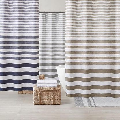 Madison Park Standard Shower Curtain for Bathroom, Blue Ombre, 72" x 72" | Ariana Ombre Cozy, Spa Quality Modern Waffle Weave Contemporary, 3M Scotchgard Treatment, Machine Washable