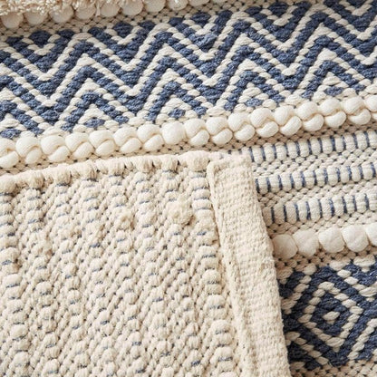INK+IVY Asher Non-Slip Bath Rug Absorbent Quick Dry Striped, 22 x 58, Navy | Soft Pile, Machine Washable, Striped Pattern, Boho, OEKO-TEX Certified, Hand-Woven Texture, for Bathroom, Shower Room