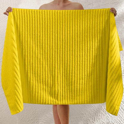 Elegant Comfort 100% Turkish Cotton Corduroy Ribbed Luxury Jumbo Bath Towel Ultra Soft - 35 x 70 Inch - Luxury Spa Premium Hotel Quality Highly Absorbent and Quick Dry Large Bath Towel, Yellow