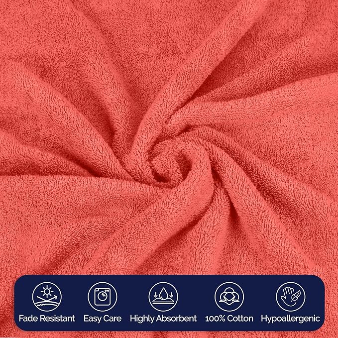 Elegant Comfort Premium Turkish Cotton 2 Pack Bath Towel Set - 27 x 54 inch, Luxurious Hotel Spa Quality 100% Turkish Cotton 2PC Bath Towel Set - Highly Absorbent - Soft Bathroom Towels, Coral
