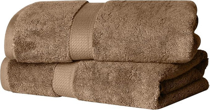 SUPERIOR Egyptian Cotton Plush & Absorbent, Bath Towel Set of 2, Latte | Quick Dry, Soft Luxury Towel Set, Bath Essentials for Bathroom, Guest Bath, Spa, 2 Piece Bath, Madeline Towels