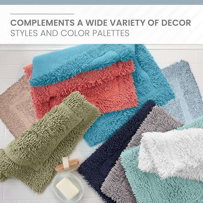 Martex Ringspun Bath Rug, 20" x 30", Soft Blue | 100% Cotton, Super Soft, Super Absorbent, Non-Slip, Quick Drying