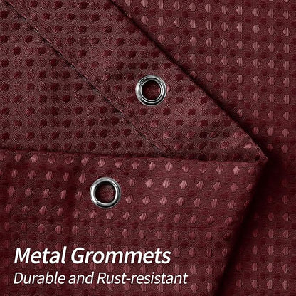 MitoVilla Burgundy Shower Curtain 72 x 78, Wine Red Long Waffle Fabric Shower Curtains for Modern Luxury Bathroom Decor, Heavy Duty Hotel Cloth Shower Curtains 78 inch Long