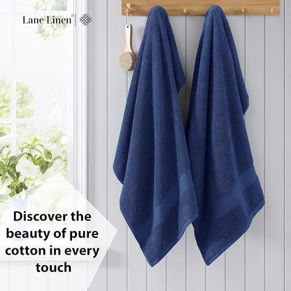 LANE LINEN Bath Sheet Set 100% Cotton 2 Pack Oversized Soft - Navy | Oversized Bath Towels - Coordinated Colors, Everyday Durability, OEKO-TEX Certified, Ring-Spun Durability, Generously Sized