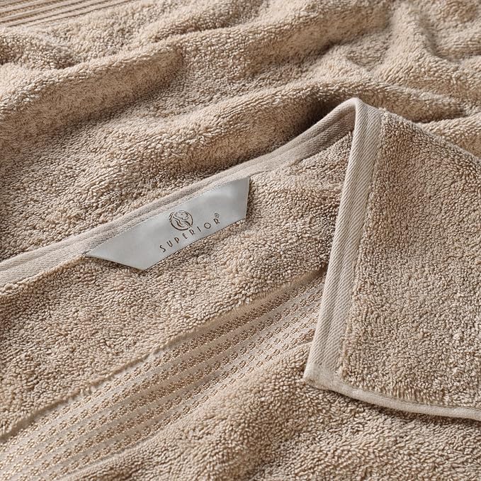 Superior Egyptian Cotton 9-Piece Towel Set, Assorted Towels for Home Bathroom, Guest Bath Decor Essentials, Includes 3 Bath, 3 Hand, 3 Face Towels/Washcloths, Quick Dry, Absorbent - Taupe