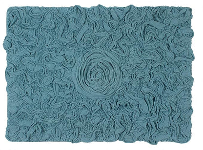 Home Weavers Bell Flower Collection 100% Cotton Tufted Bath Rugs, Extra Soft and Absorbent Bath Rugs, Non-Slip Bath Mats, Machine Washable, Bath Mats for Bathroom Floor, 17"x24" Rectangle, Blue