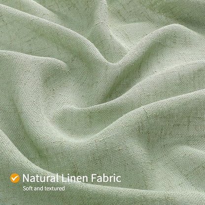Linen Boho Lace Shower Curtain Liner Set 72x72 | Farmhouse Shower Curtain with Macrame Decor, Bohemian Cotton French Country Bath Curtain , Green