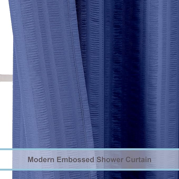 Aiyufeng Royal Blue Long Fabric Shower Curtain 72x78 inches Long, Hotel Quality, Washable, Water Repellent, Soft Blue Spa Bathroom Curtains with 12 Button Holes, 72x78 in
