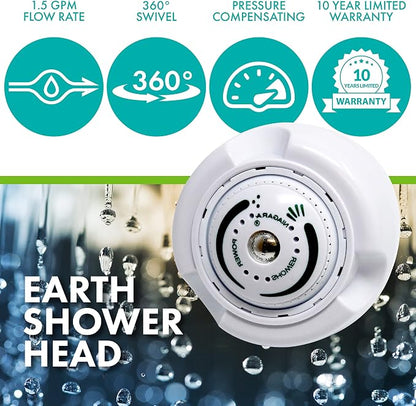 Niagara Conservation N2915N Earth Spa 3-Spray with 1.5 GPM 2.7-in. Wall Mount Adjustable Fixed Shower Head in White, 1-Pack | Bathroom Shower Head Sprayer with Pressure Compensation Technology