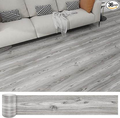 Lareko Peel and Stick Floor Tile, Waterproof Vinyl Plank Flooring | 36-Pack 54 Sq.Ft, Self-Adhesive Laminate Vinyl Tiles,Realistic Wood Grain for DIY Bathroom, Laundry Room & Rental Upgrades