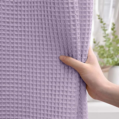 Waffle Weave Shower Curtain - Lavender Cotton Fabric Texture Heavyweight Shower Curtains for Bathroom,Washable,72Wx72L
