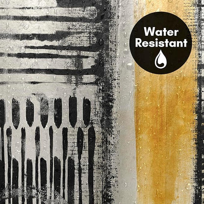 Americanflat 71x74 Abstract Shower Curtain - Water-Resistant Long Shower Curtain with Durable Metal Grommets and 12 Hooks - 100% Polyester - Black, Ivory, and Ochre Yellow
