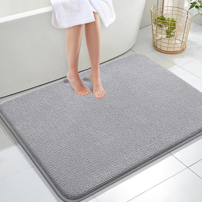 OLANLY Thick Memory Foam Large Bathroom Rug 40x32, Absorbent Bath Mat, Grey | Soft Quick Dry Bath Rugs, Non-Slip Carpet, Machine Washable Mat for Bathroom Floor, Tub and Shower, Home Decor Accessories