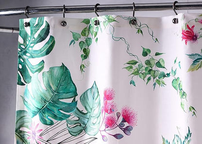Maison d' Hermine Shower Curtain 100% Cotton One Panel 70"x72" Washable Fabric Shower Curtains for Bathroom, Easy Hanging with 12 Button Holes - Home Hotel Spa Easter Gifts (Tropiques)