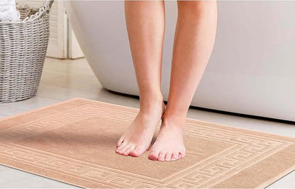 Superior Heavyweight Cotton Bath Mats, Bath Rugs For Bathroom Accessories, Washable Rug For Shower, Bath, Toilet, Modern Decor, No Backing, Luxury Hotel And Spa Quality, Set of 2, 22" x 35", Peach
