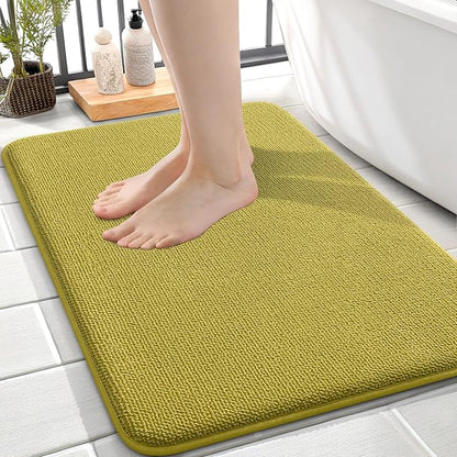 OLANLY Memory Foam Small Bathroom Rugs 24x16, Absorbent Mat, Deep Mustard | Soft Quick Dry Bath Rugs, Non-Slip Carpet, Machine Washable Mat for Bathroom Floor, Tub and Shower, Home Decor Accessories