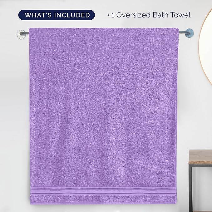 Elegant Comfort Premium Super Soft Highly Absorbent 1 Piece Oversized Bath Sheet - 40" x 80" inch, Luxurious Hotel Spa Quality 100% Turkish Cotton Extra Large Bath Towels for Adults, Lilac