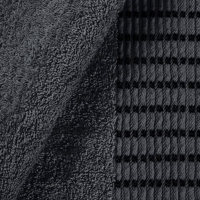 Ultra Soft 3 Pack Cotton Towel Set, Contains a Bath Towels 28x55 inch, a Hand Towels 16x24 inch & a Wash Cloths 12x12 inch, Ideal Everyday use, Compact & Lightweight - Charcoal Grey