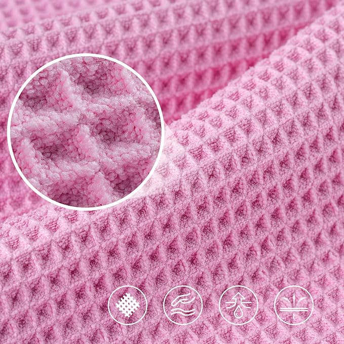 POLYTE 430 GSM Poly Blend Microfiber Quick Dry Waffle Bath Towel, 30x60 in | 4 Pack, Oversize, Lint Free, Body Towel