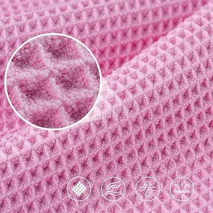 POLYTE 430 GSM Poly Blend Microfiber Quick Dry Waffle Bath Towel, 30x60 in | 4 Pack, Oversize, Lint Free, Body Towel