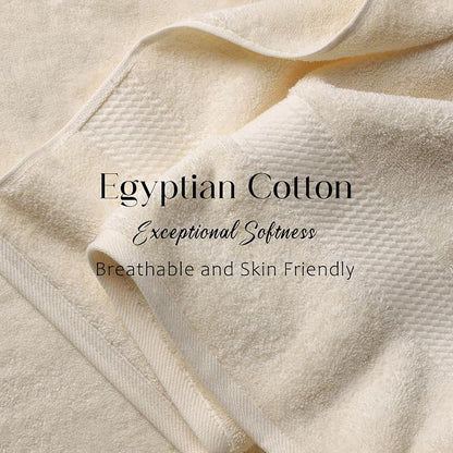 SUPERIOR Egyptian Cotton Plush & Absorbent, Bath Towel Set of 2, Cream | Quick Dry, Soft Luxury Towel Set, Bath Essentials for Bathroom, Guest Bath, Spa, 2 Piece Bath, Madeline Towels