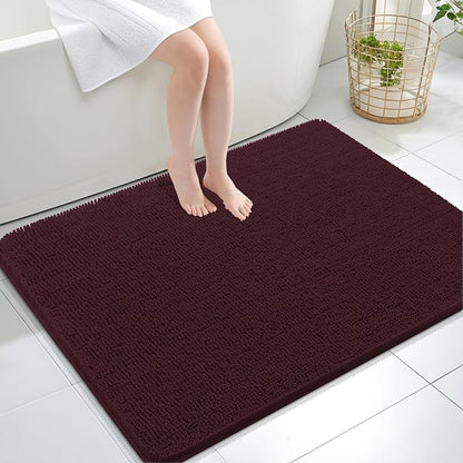 OLANLY Large Bathroom Rugs 40x32, Extra Soft Absorbent Chenille Bath Rugs | Black Cherry, Quick-Drying Rubber Backing, Washable Bath Mat for Bathroom Floor, Tub and Shower, Home Decor Accessories