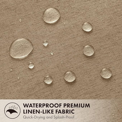 ANRODUO Khaki Scalloped Linen Textured Shower Curtain, W72 x L84 | Boho Farmhouse Shower Curtain with 12 Metal Hooks, Machine Washable Waterproof Heavy Duty Fabric for Bathroom Bathtub