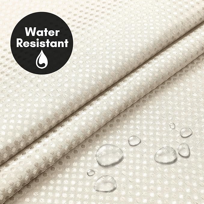 Americanflat 72x75 Hookless Waffle Pattern Shower Curtain - Water-Resistant Long Shower Curtain with Sheer Panel, Snap-in Liner, and Durable Grommets - 100% Polyester - Ivory