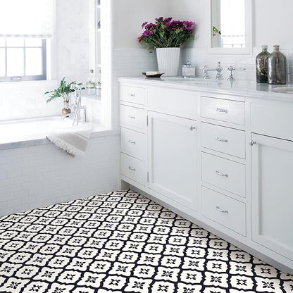 FloorPops FP2480 Comet Peel & Stick Floor Tiles, Black (Pack of 2)