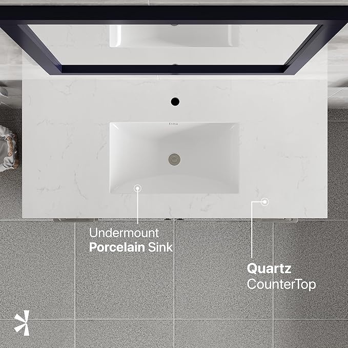 Eviva London 42 in. Blue Single Sink Bath Vanity with Carrara Quartz Top and Undermount Porcelain Sink