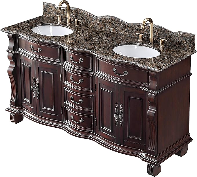 64 Inch Traditional Style Solid Wood Hopkinton Double Sink Bathroom Vanity-Model GD-4438SB-64