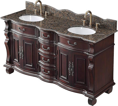 64 Inch Traditional Style Solid Wood Hopkinton Double Sink Bathroom Vanity-Model GD-4438SB-64