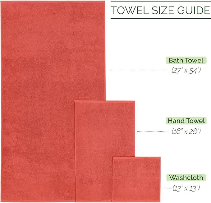 Elegant Comfort 100% Turkish Cotton Corduroy Ribbed Luxury Bath Towels 6-Piece Set, Premium Feel - Quick Dry, Highly Absorbent, Contains 2 Bath Towels, 2 Hand Towels, and 2 Washcloths, Coral