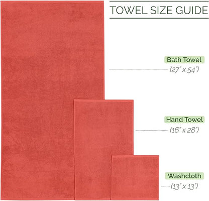 Elegant Comfort 100% Turkish Cotton Corduroy Ribbed Luxury Bath Towels 6-Piece Set, Premium Feel - Quick Dry, Highly Absorbent, Contains 2 Bath Towels, 2 Hand Towels, and 2 Washcloths, Coral