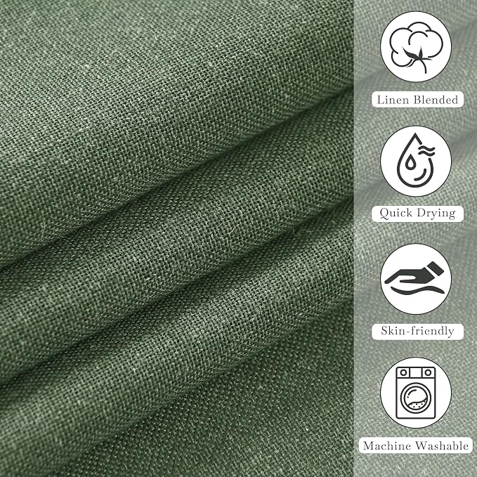 KGORGE Linen Fabric Shower Curtain Set-Semi Sheer Lightweight Waterproof Thick Cloth Neutral Washable Shower Curtains for Bathroom Bathtub Decor, Forest Green, W72 x L84, 12 Hooks Included, 1 Panel