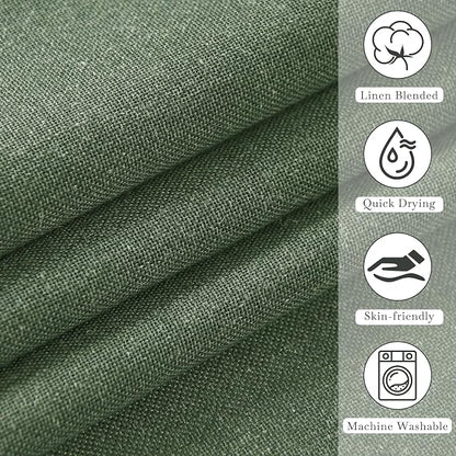 KGORGE Linen Fabric Shower Curtain Set-Semi Sheer Lightweight Waterproof Thick Cloth Neutral Washable Shower Curtains for Bathroom Bathtub Decor, Forest Green, W72 x L84, 12 Hooks Included, 1 Panel