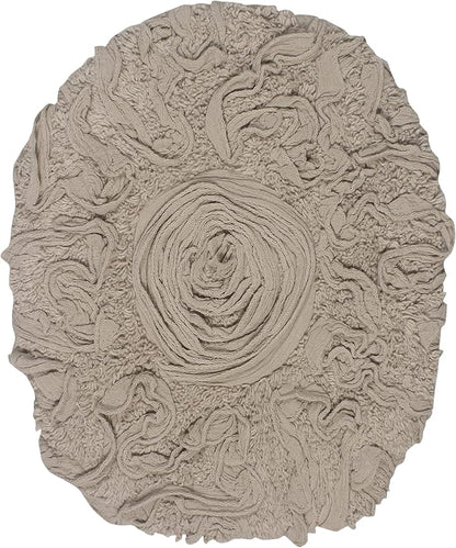 Home Weavers Bell Flower Toilet Lid Cover – 18"x18", 100% Cotton Tufted, Soft & Absorbent, Non-Slip, Machine Washable Bathroom Seat Cover, Linen