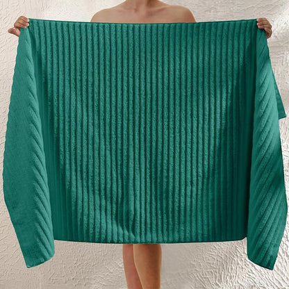 Elegant Comfort 100% Turkish Cotton Corduroy Ribbed Luxury Jumbo Bath Towel Ultra Soft - 35 x 70 Inch - Luxury Spa Premium Hotel Quality Highly Absorbent and Quick Dry Large Bath Towel, Turquoise