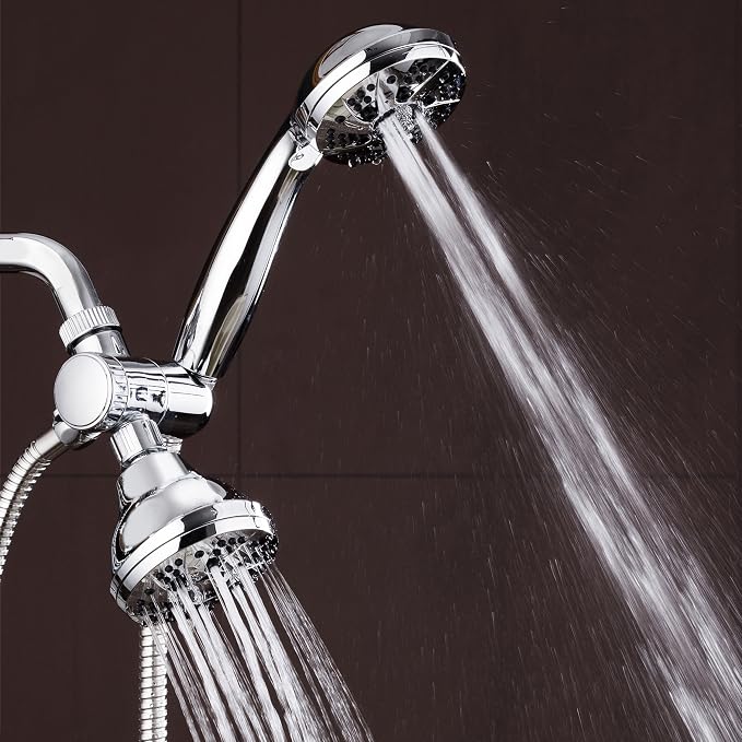 AquaDance Total Chrome High Pressure 3-way 48-setting Rain – Handheld Shower Head Combo – Angle Adjustable, Anti-Clog Jets, Tool-Free Installation - USA Standard Certified – Top U.S. Brand | Enjoy Two 6-Setting Rain & Hand Showerheads Separately or Tog...